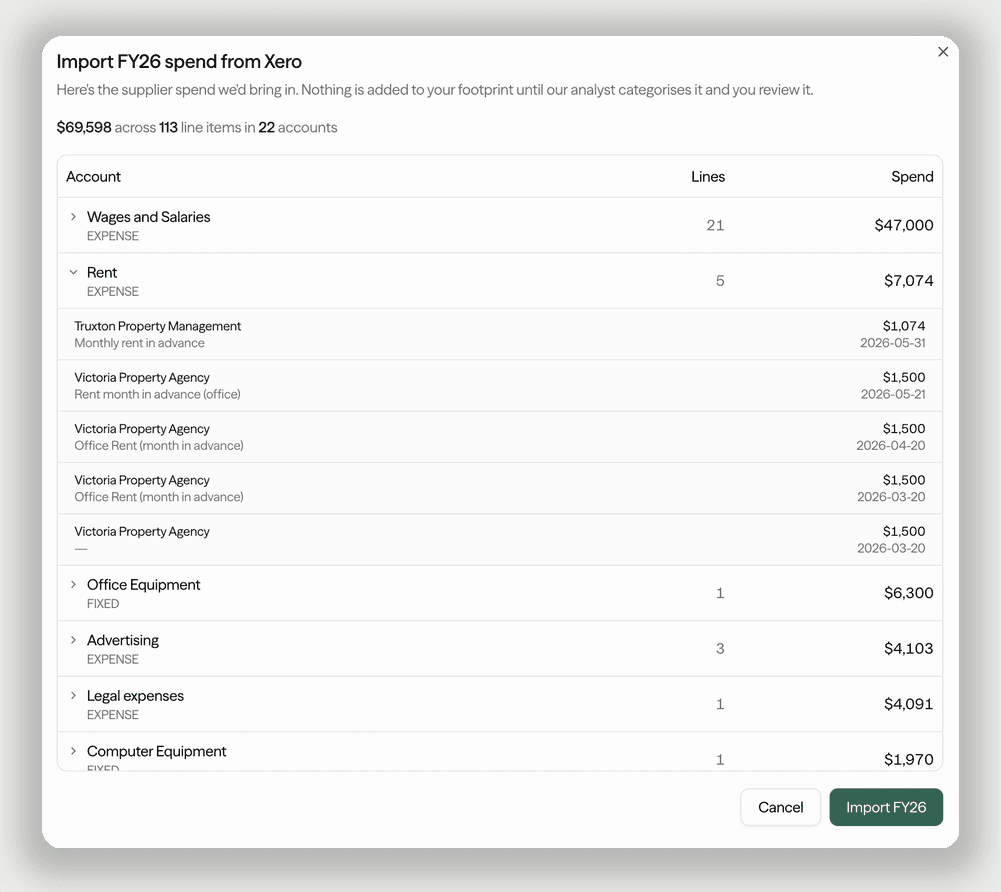Xero integration screenshot